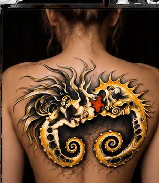 Colour tattoo on back