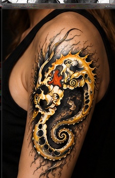 Colour tattoo placement on upper arm